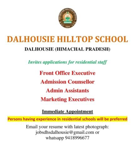 TEACHER JOBS!! in Chamba, Himachal Pradesh at DALHOUSIE HILLTOP SCHOOL