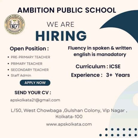 Job for Teachers at AMBITION PUBLIC SCHOOL in Kolkata, West Bengal