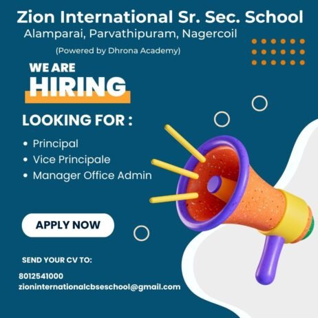 Teachers job in ! Join Zion International Sr. Sec. School, Nagercoil, Tamil Nadu