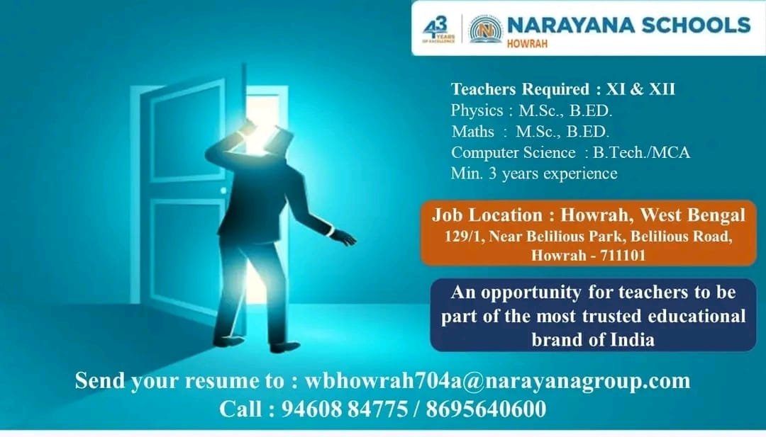 Teachers job at NARAYANA SCHOOLS, Howrah, West Bengal
