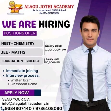 Teachers job at ALAGU JOTHI ACADEMY, Karuvazhakarai, Tamil Nadu