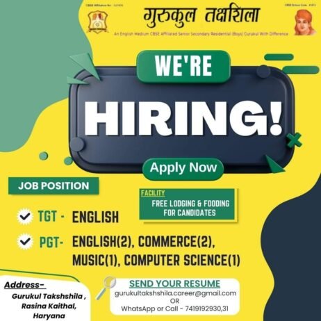 Teachers job in ! Gurukul Takshshila Kaithal