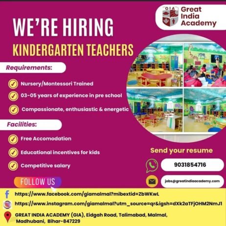 Teachers job in ! Great India Academy Madhubani