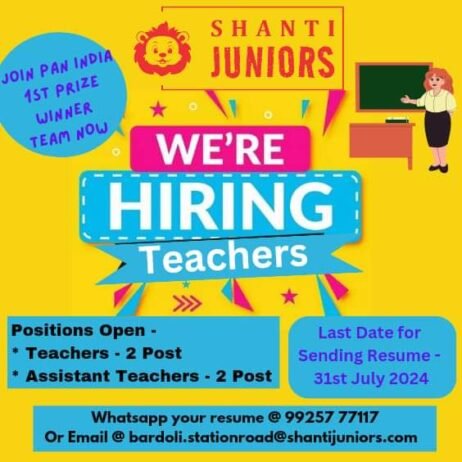 Teachers Job in ! Shanti Juniors Bardoli Surat