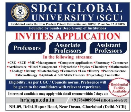 Teachers job in ! Join UNIVER Global SGU Ghaziabad