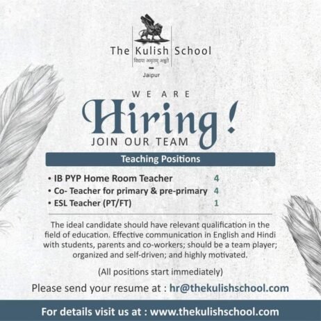 Teachers job in ! The Kulish School, Jaipur