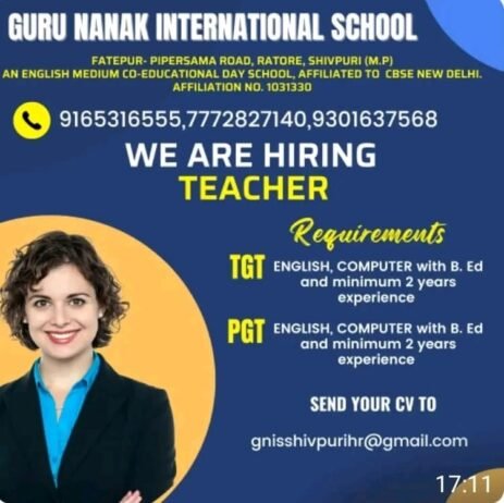 Teachers job in ! Join Guru Nanak International School, Shivpuri, M.P