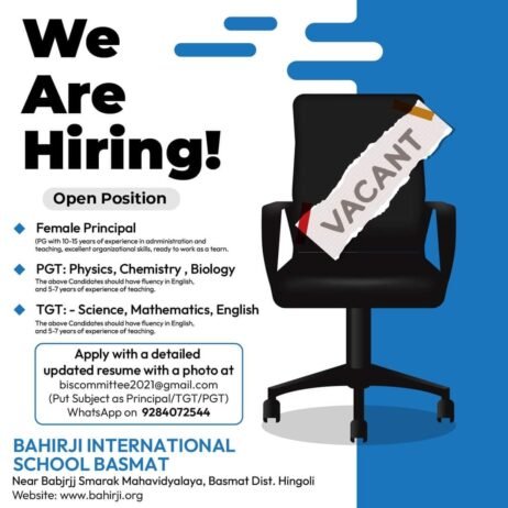 Job Alert at Bahirji International School, Hingoli, Maharashtra