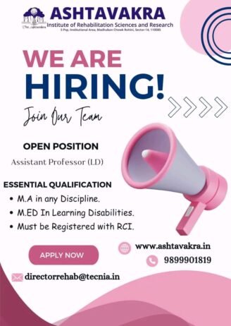 TEACHER JOBS!! in New Delhi, Delhi at Ashtavakra Institute of Rehabilitation Sciences And Research