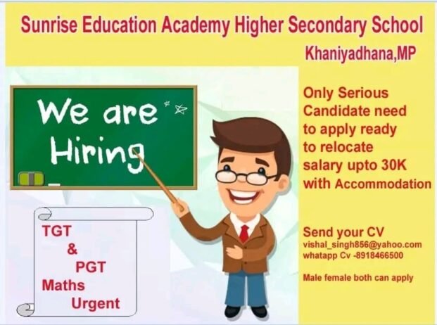 TEACHER JOBS!! in khaniyadhana, Uttar Pradesh at Sunrise Education Academy Higher Secondary School
