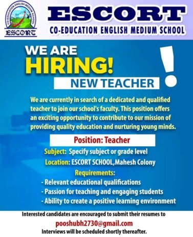 TEACHER JOBS!! in Hooghly, West Bengal at ESCORT CO-EDUCATION ENGLISH MEDIUM SCHOOL