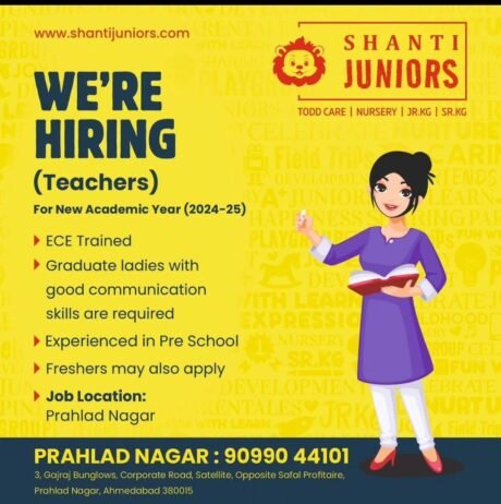 Job for Teachers at SHANTI JUNIORS in Ahmedabad, Gujarat