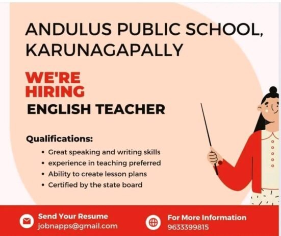 TEACHER JOBS!! in Karunagappalli, Kerala at ANDULUS PUBLIC SCHOOL