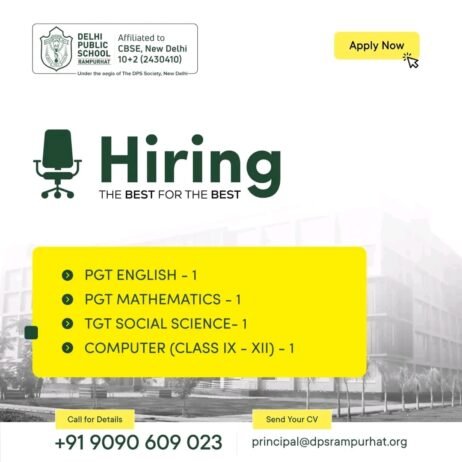 Opening Job for Teachers at DELHI PUBLIC SCHOOL in Sadinpur, West Bengal