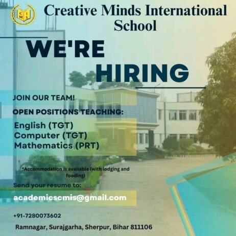 Job Openings in Creative Minds International School, Sherpur, Bihar