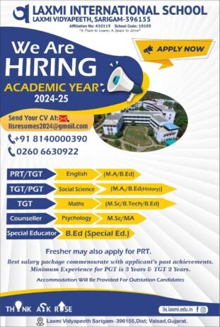 Teachers job in ! Laxmi International School, Sarigam