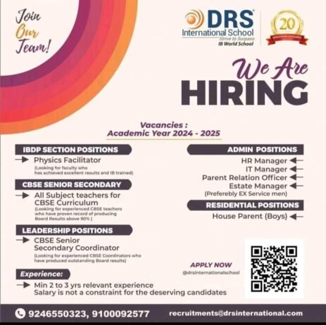 Teachers job in ! DRS International School Kompally, Hyderabad