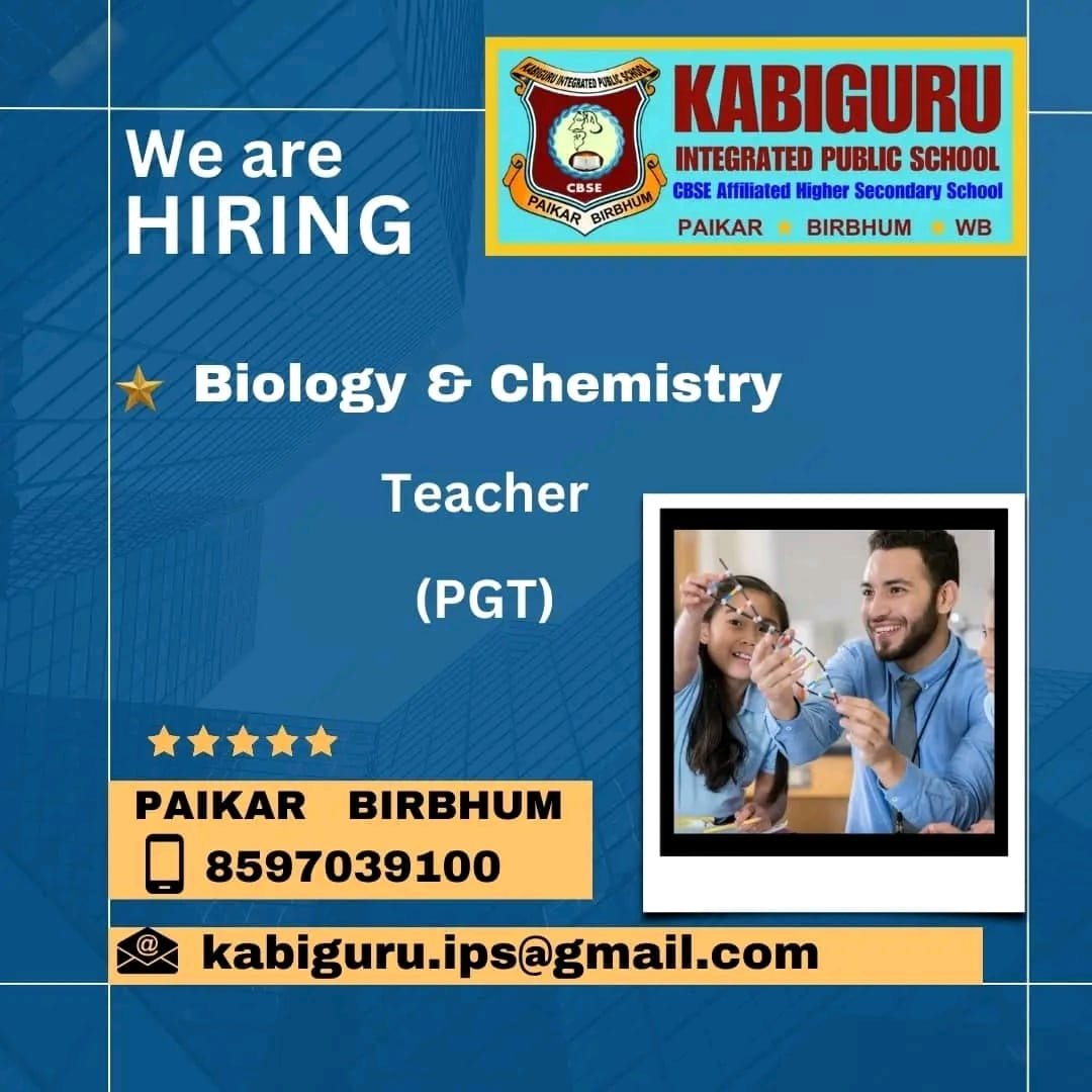 PGT Teacher Job in Kabiguru Integrated Public School Paikar, Birbhum, West Bengal