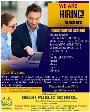 Job Alert at Delhi Public School, Narasaraopet, Palnadu, AP