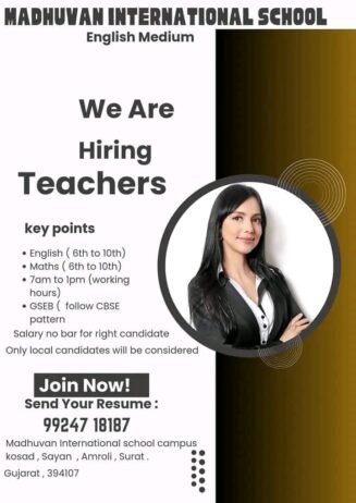 Teachers job in ! Madhuvan International School, Surat