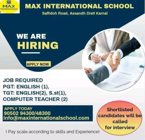 Teachers job in Max International School Karnal