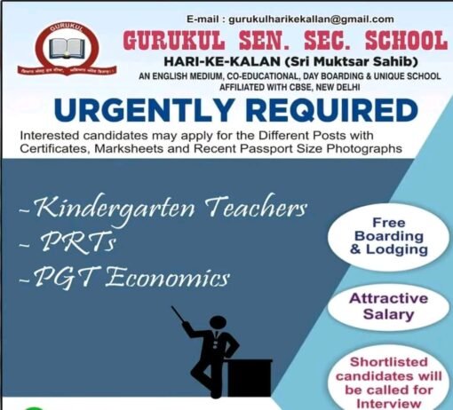 Teachers job in ! Gurukul Senior Secondary School