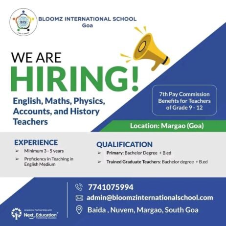 Opening Job for Teachers at Bloomz International School Margao, South Goa