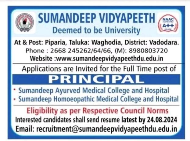 Teachers job in ! Sumandeep Vidyapeeth University, Vadodara