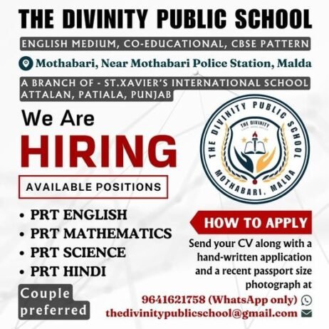 Teachers job in THE DIVINITY PUBLIC SCHOOL, West Bengal