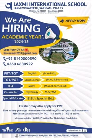 Teachers job in LAXMI INTERNATIONAL SCHOOL, Gujarat