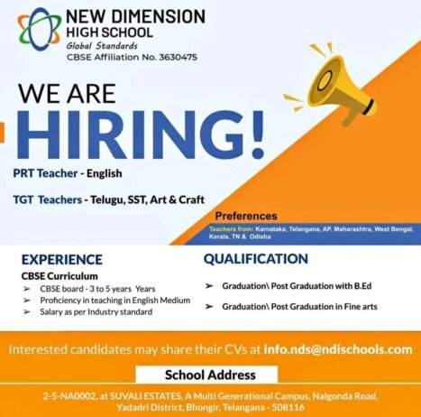 Teachers job in NEW DIMENSION HIGH SCHOOL, Telangana