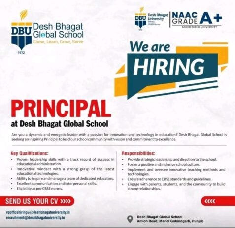 Teachers job in Desh Bhagat Global School , Punjab