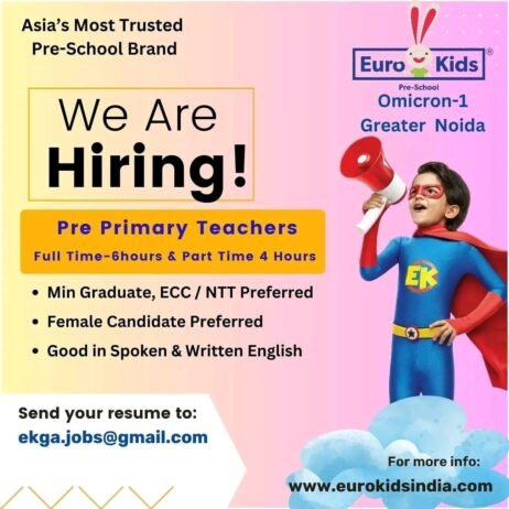 Job for Teachers at Euro Kids Pre-School in Greater Noida, Uttar Pradesh