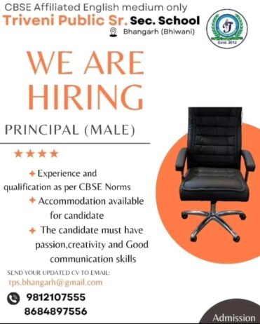Job for Teachers at Triveni Public Sr. Sec. School in Bhangarh (Bhiwani)