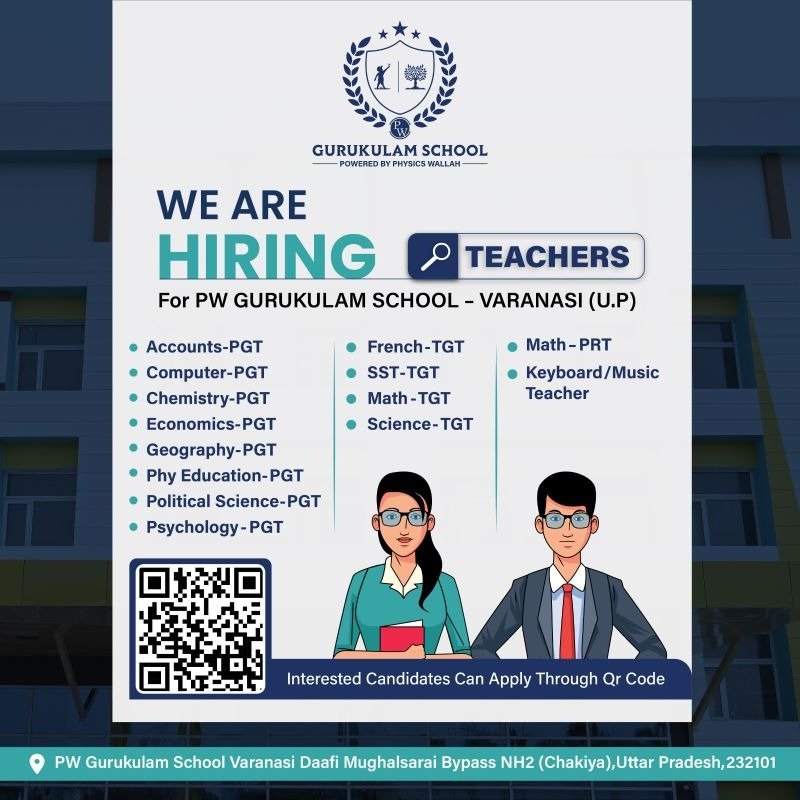 Teachers job in ! GURUKULAM SCHOOL in VARANASI (U.P)