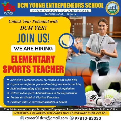 Teachers job in ! DCM YOUNG ENTREPRENEURS SCHOOL in Ludhiana, Punjab