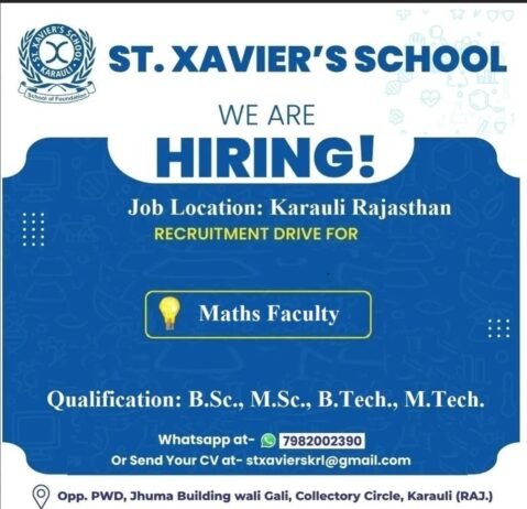 Teachers job in ! ST. XAVIER’S SCHOOL in Karauli, Rajasthan