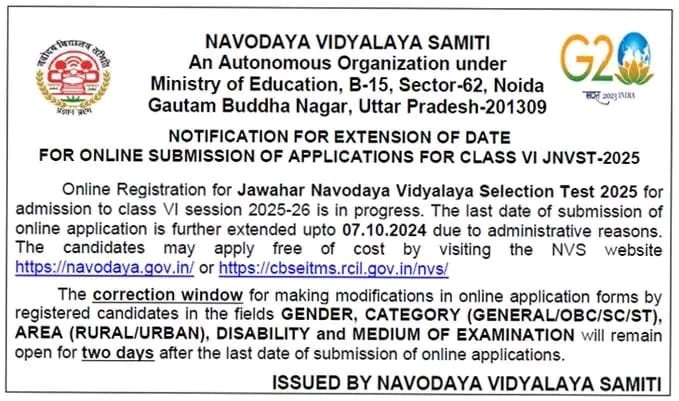 Opening Job for Teachers at NAVODAYA VIDYALAYA SAMITI IN Gautam Buddha Nagar, Uttar Pradesh