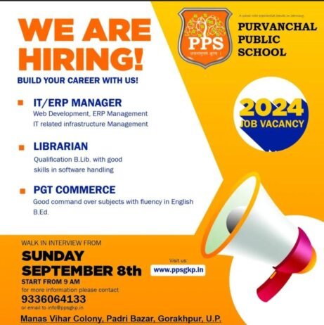 Opening Job for Teachers at PURVANCHAL PUBLIC SCHOOL in Gorakhpur, U.P