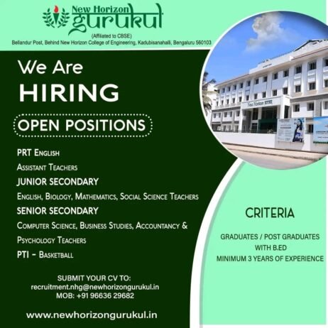 Job for Teachers at New Horizon Gurukul in Bengaluru Karnatak