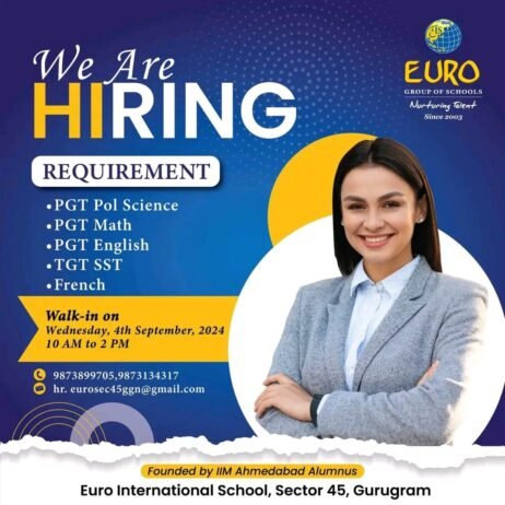 Job Opening In EURO INTERNATIONAL SCHOOL,GURURRAM