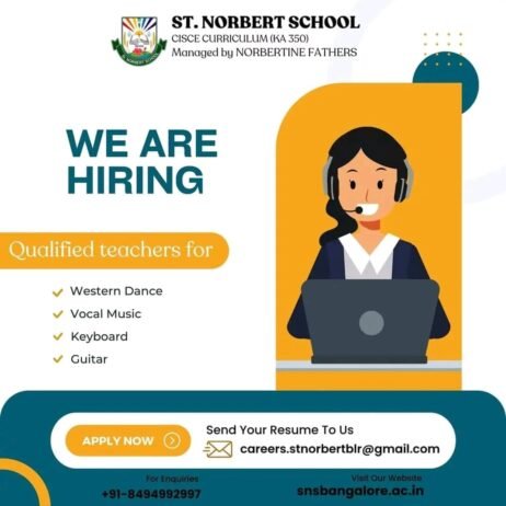 Music and Dance Teacher Job in St. Norbert School, Bengaluru, Karnataka