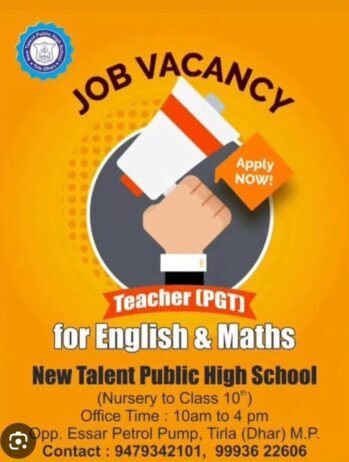 Job Opening In New Talent Public High School,(M.P)