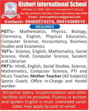 Exciting Career Opportunities at ! Kishori International School Jhunjhunu