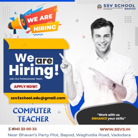 Teachers job in ! SSV School, Bapod Vadodra Gujrat