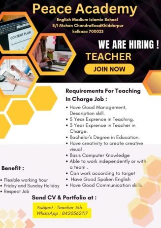 Teachers job in Peace Academy , Kolkata