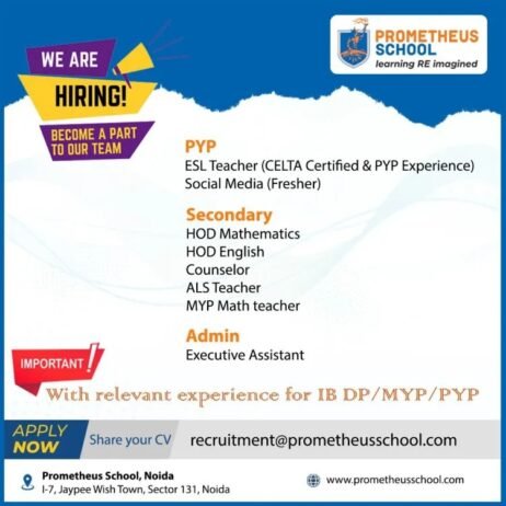 Teachers job in PROMETHEUS SCHOOL , Uttar Pradesh