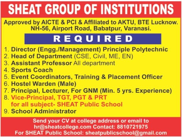 Job At SHEAT Group of Institutions