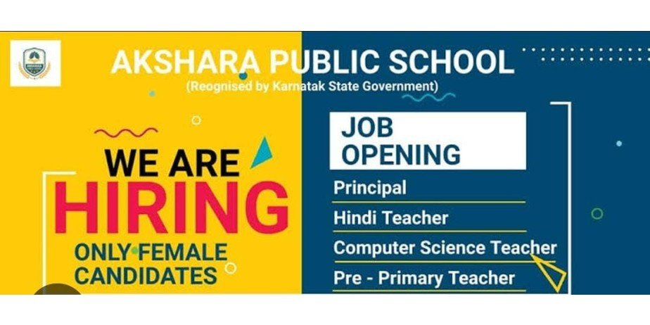 Teacher jobs at Akshara Public School  Bangalore Karnataka