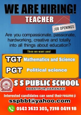 Teachers job in ! S.S. Public School, Babatpur, Varanasi